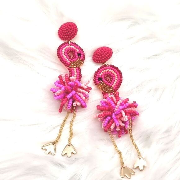 New C & C California FLAMINGO beaded earrings - Picture 11 of 12